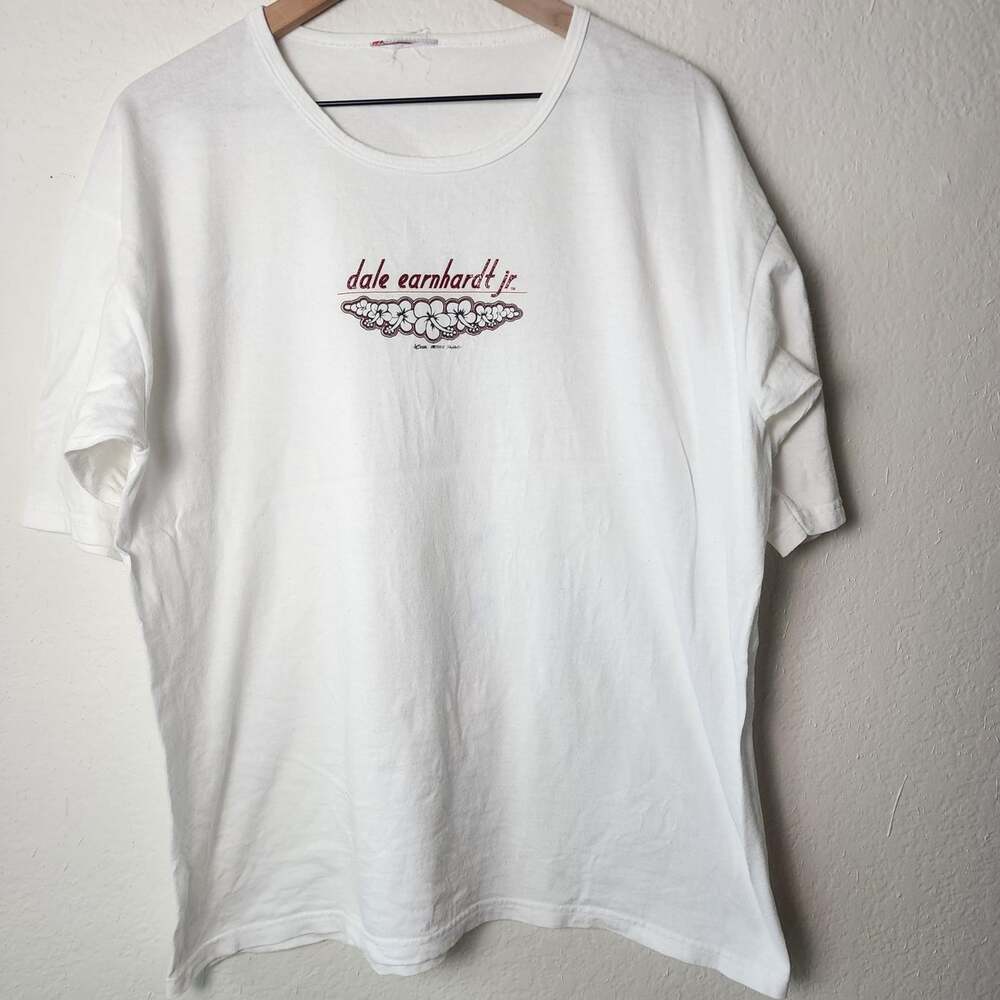 Dale Earnhardt Jr Shirt Large White NASCAR Racing Chase Floral Hibiscus Tee